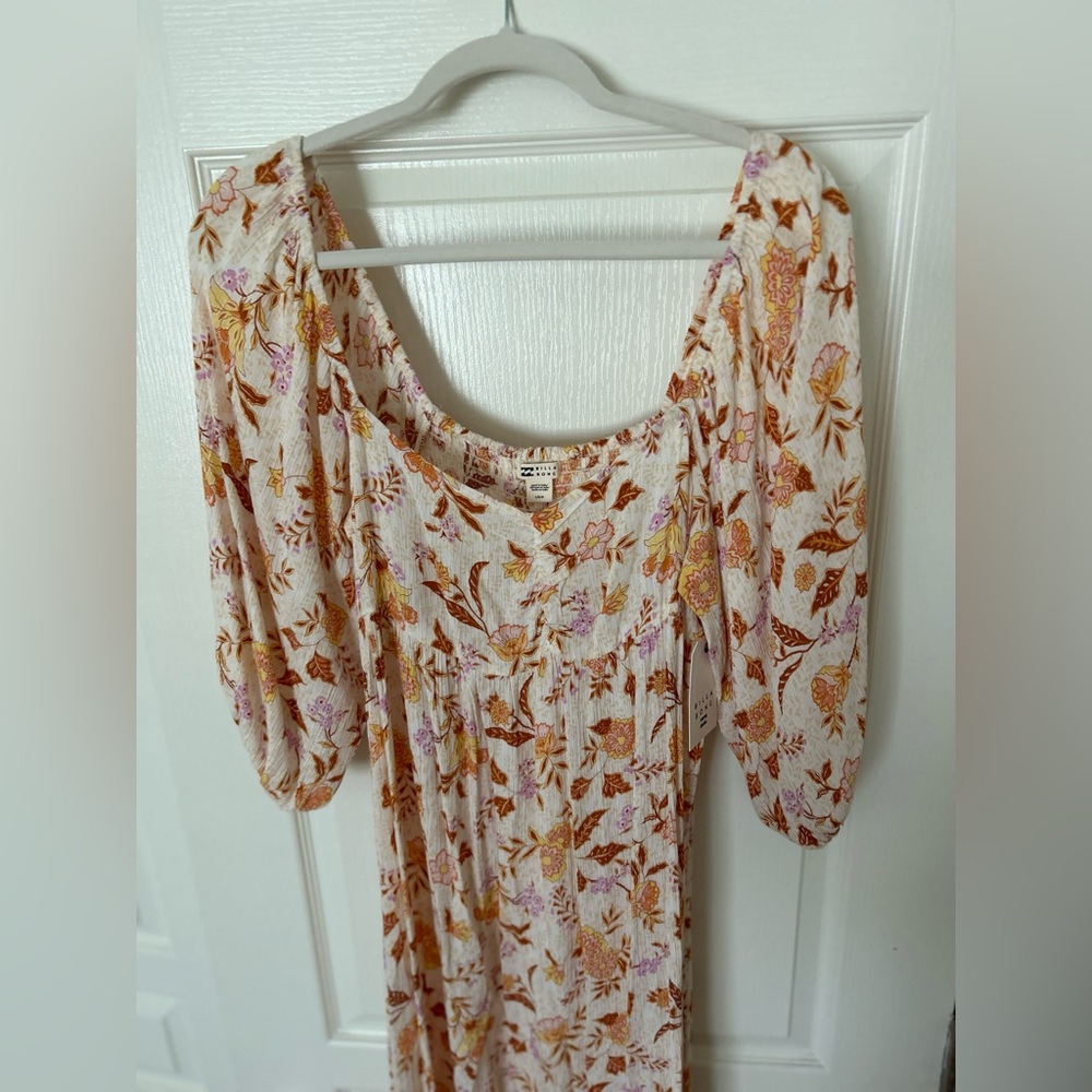 Midi floral dress, slightly sheer.